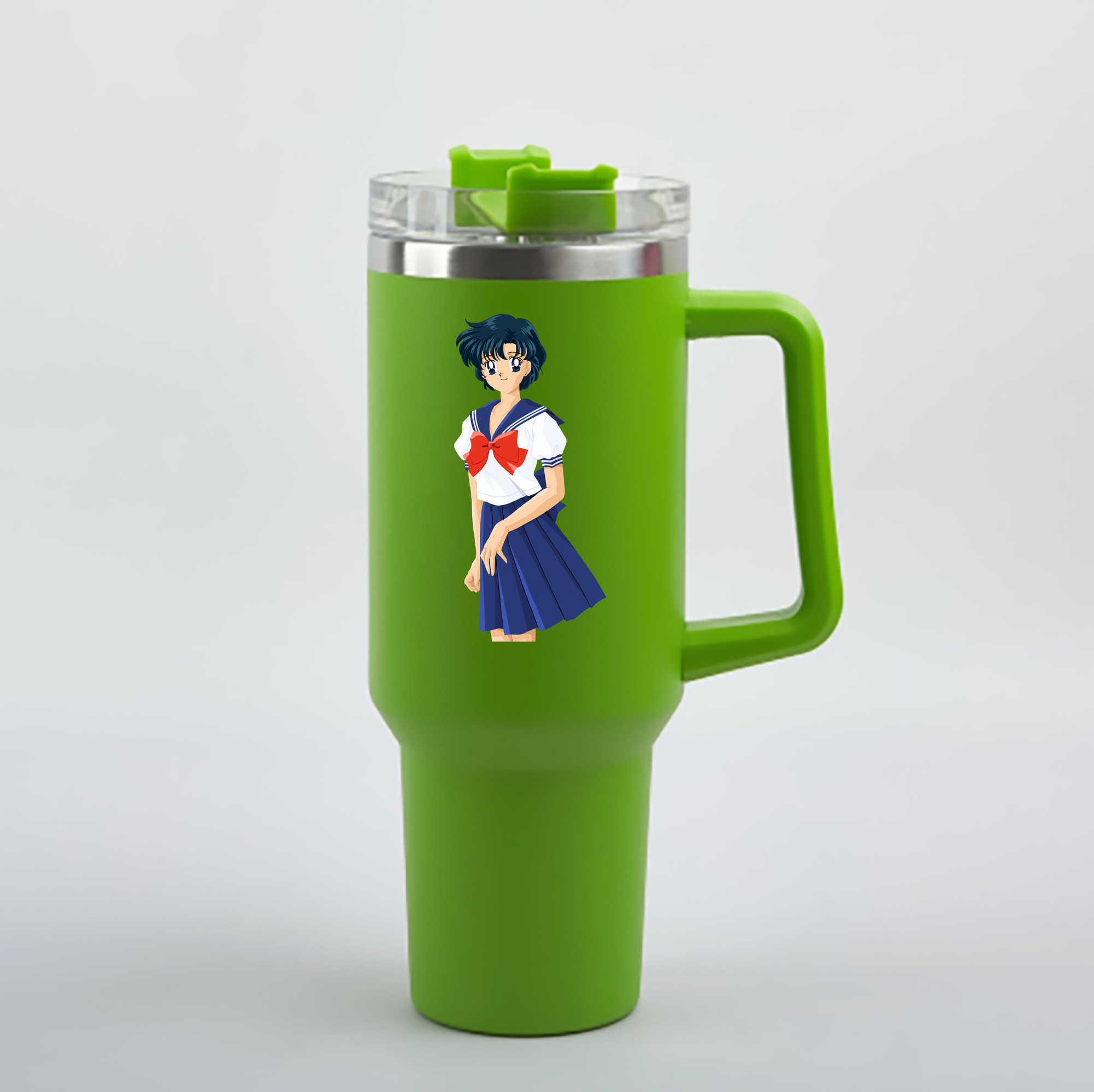 （画像用） 美少女戦士セーラームーン 水野 亜美 みずの あみ Sailor Moon Mizuno Ami 1200mL車用タンブラー - クリスタルステッカー（プラスチックストロー付き）